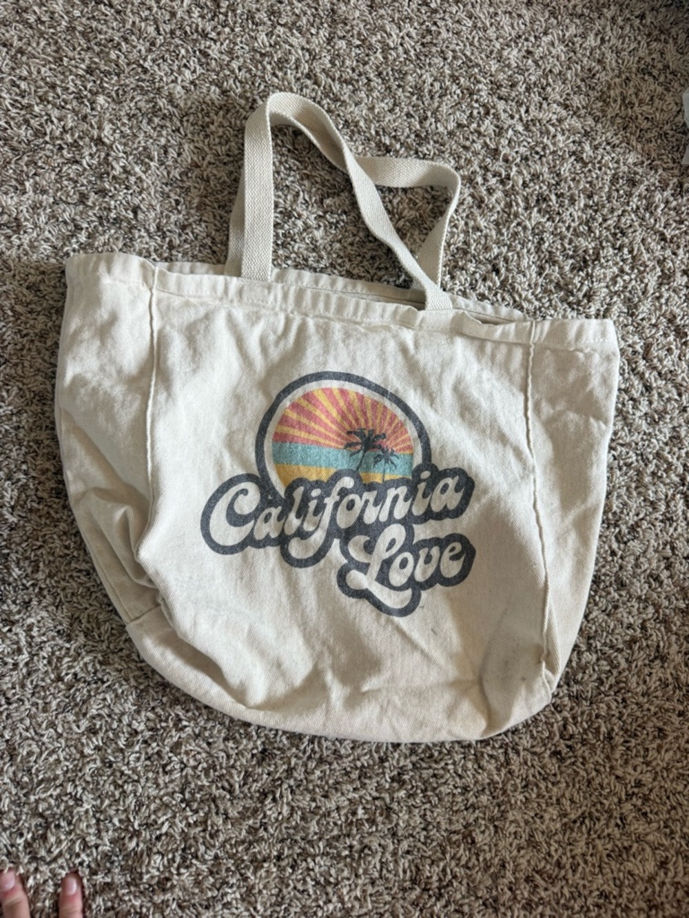 Canvas California Love Tote Bag in Cream
